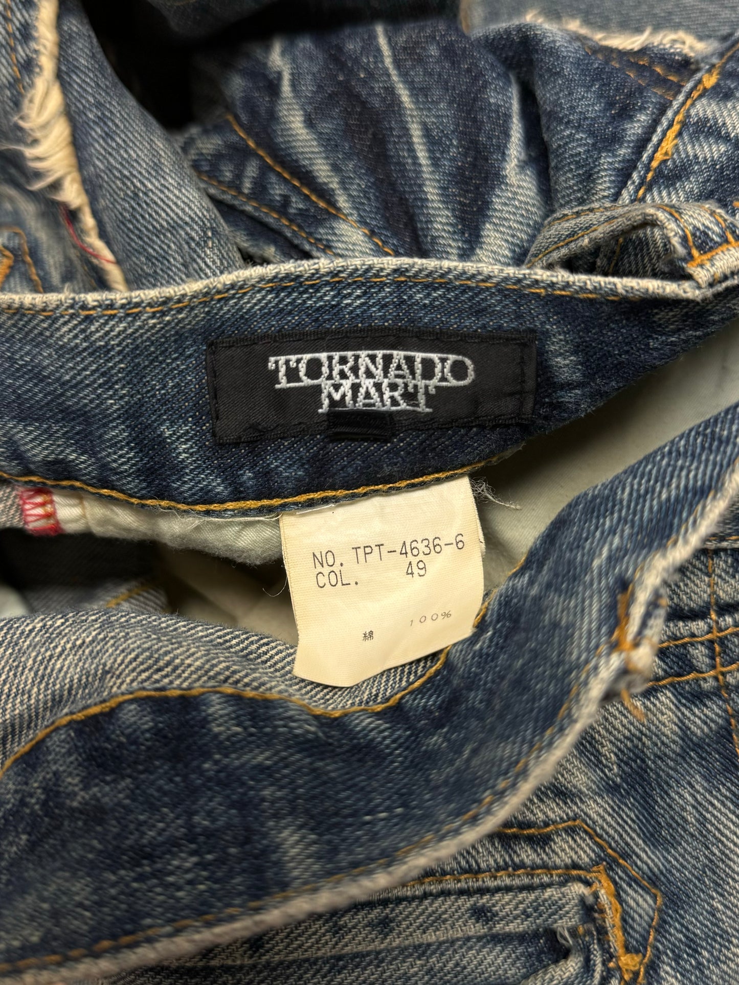 Tornado Mart Exposed Stitch Spiral Flared Denim