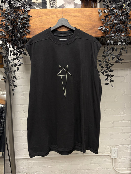 Rick Owens ‘Pentagram’ Black Sleeveless Tank Top