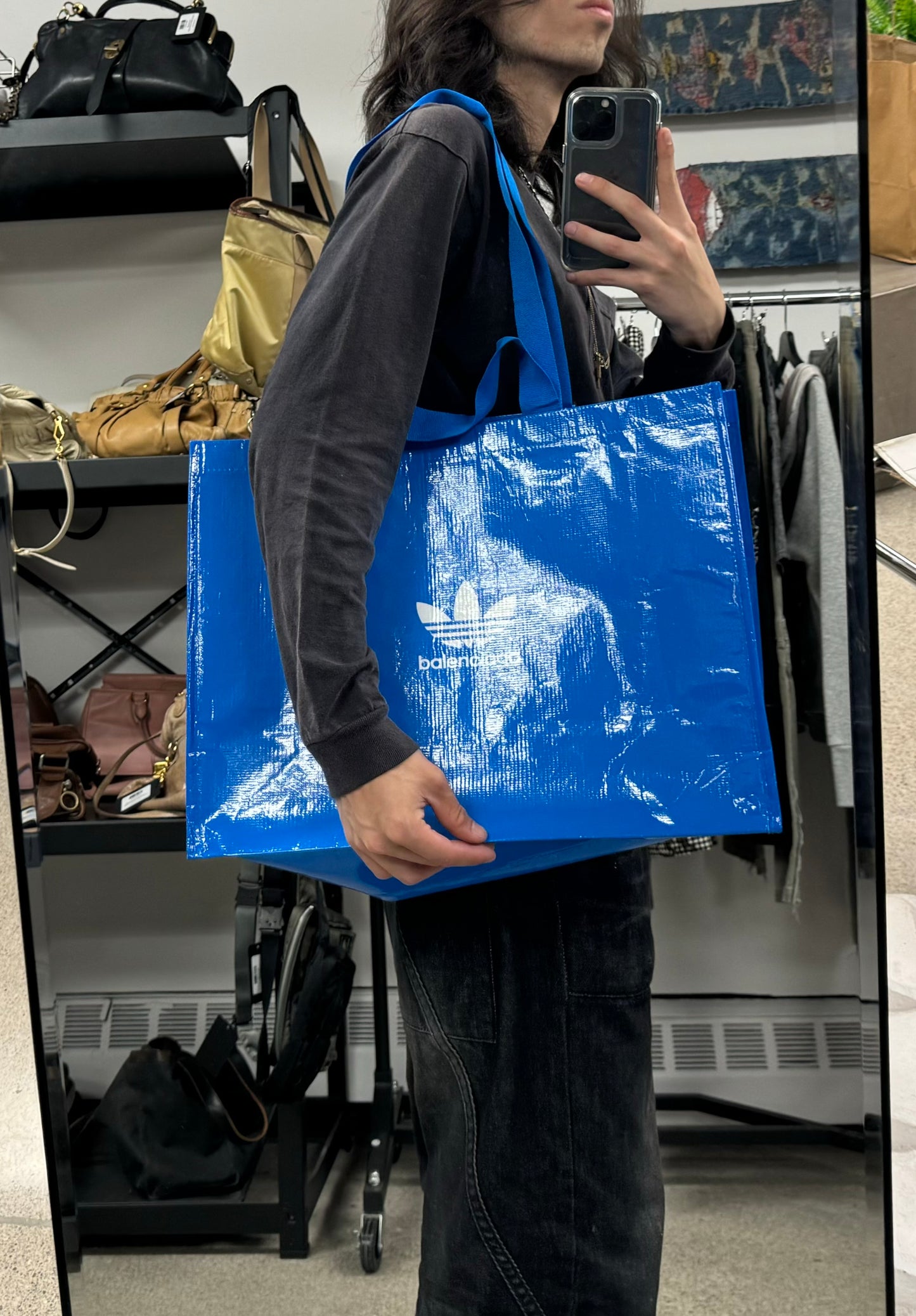 Balenciaga x Adidas Reusable Blue Tote/Shoulder Bag