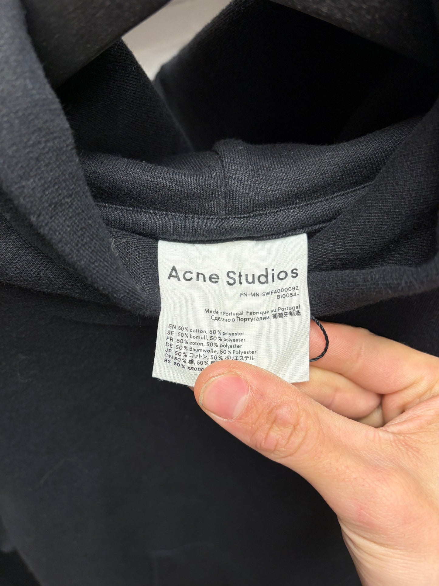 Acne Studios Heavyweight Black Cotton Minimal Hoodie