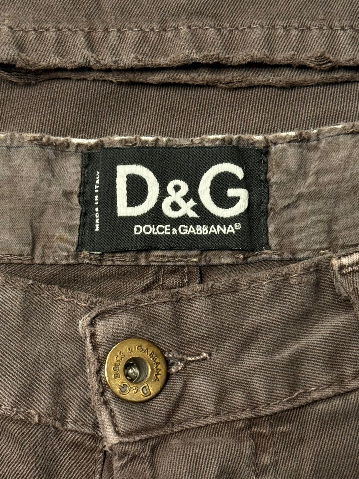 2000s Dolce & Gabbana Distressed Brown Bootcut Denim