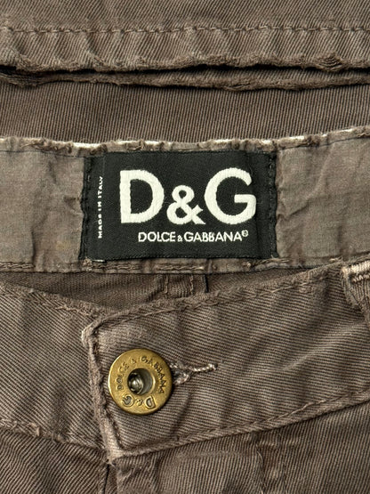 2000s Dolce & Gabbana Distressed Brown Bootcut Denim