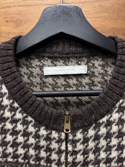 AW2001 Number (N)ine ‘Nowhere Man’ Zip-Up Houndstooth Patterned Wool Knit Sweater