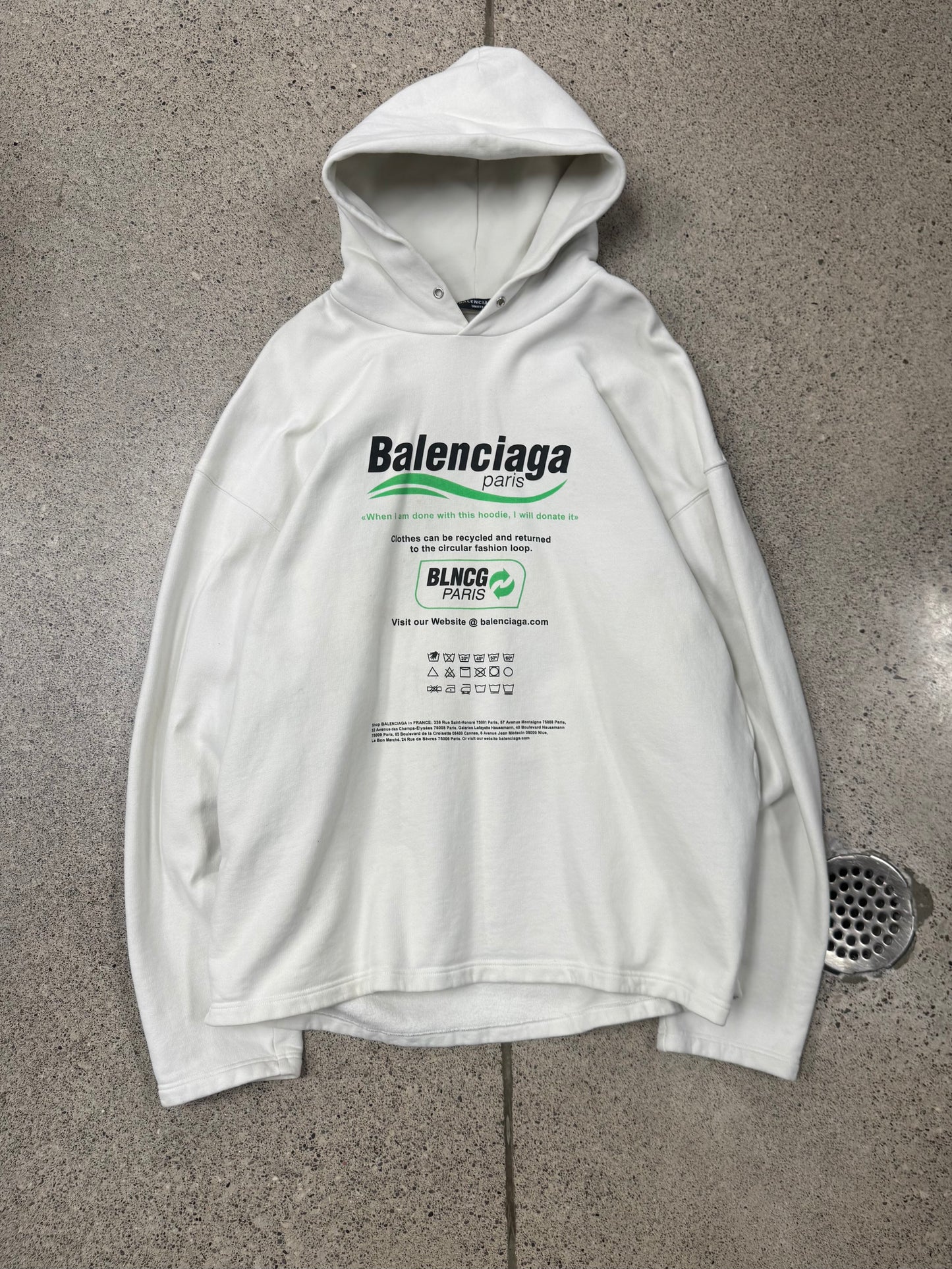 Balenciaga ‘Recycling’ White Pullover Hoodie