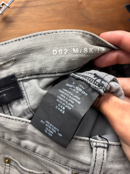 2015 Saint Laurent by Hedi Slimane Unaltered ‘D02’ Acid Wash Grey Skinny Jeans