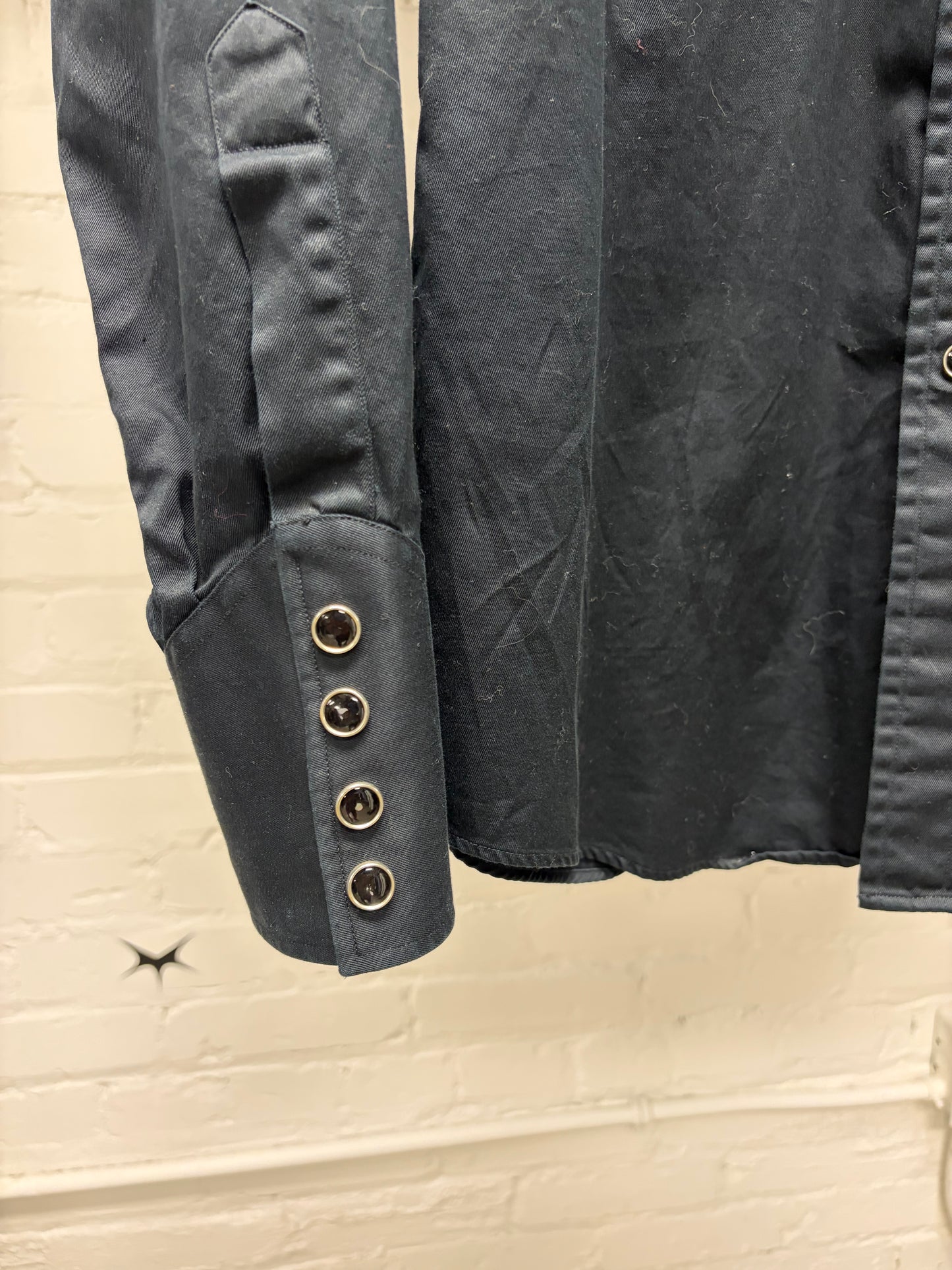 2000s Gucci Western Button Snap Black ‘Double Chest Pocket’ Collared Shirt