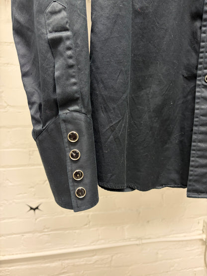 2000s Gucci Western Button Snap Black ‘Double Chest Pocket’ Collared Shirt