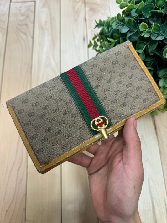 Vintage 1990s Gucci ‘GG’ Monogram Long Leather Wallet