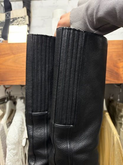 AW2021 Rick Owens ‘Ballast’ Knee High Black Leather Boots