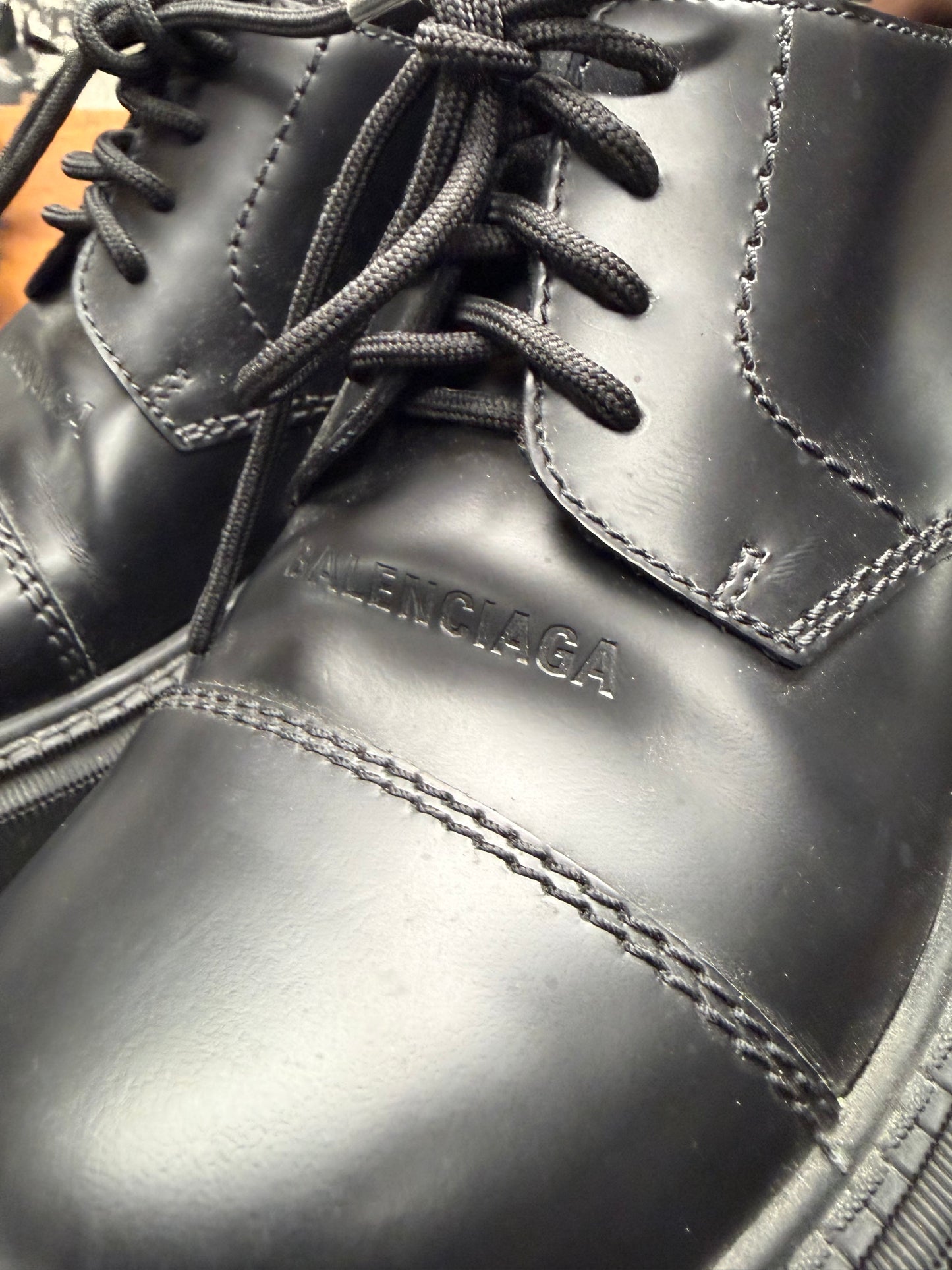 Balenciaga ‘Tractor’ Oversized Black Patent Leather Derbys