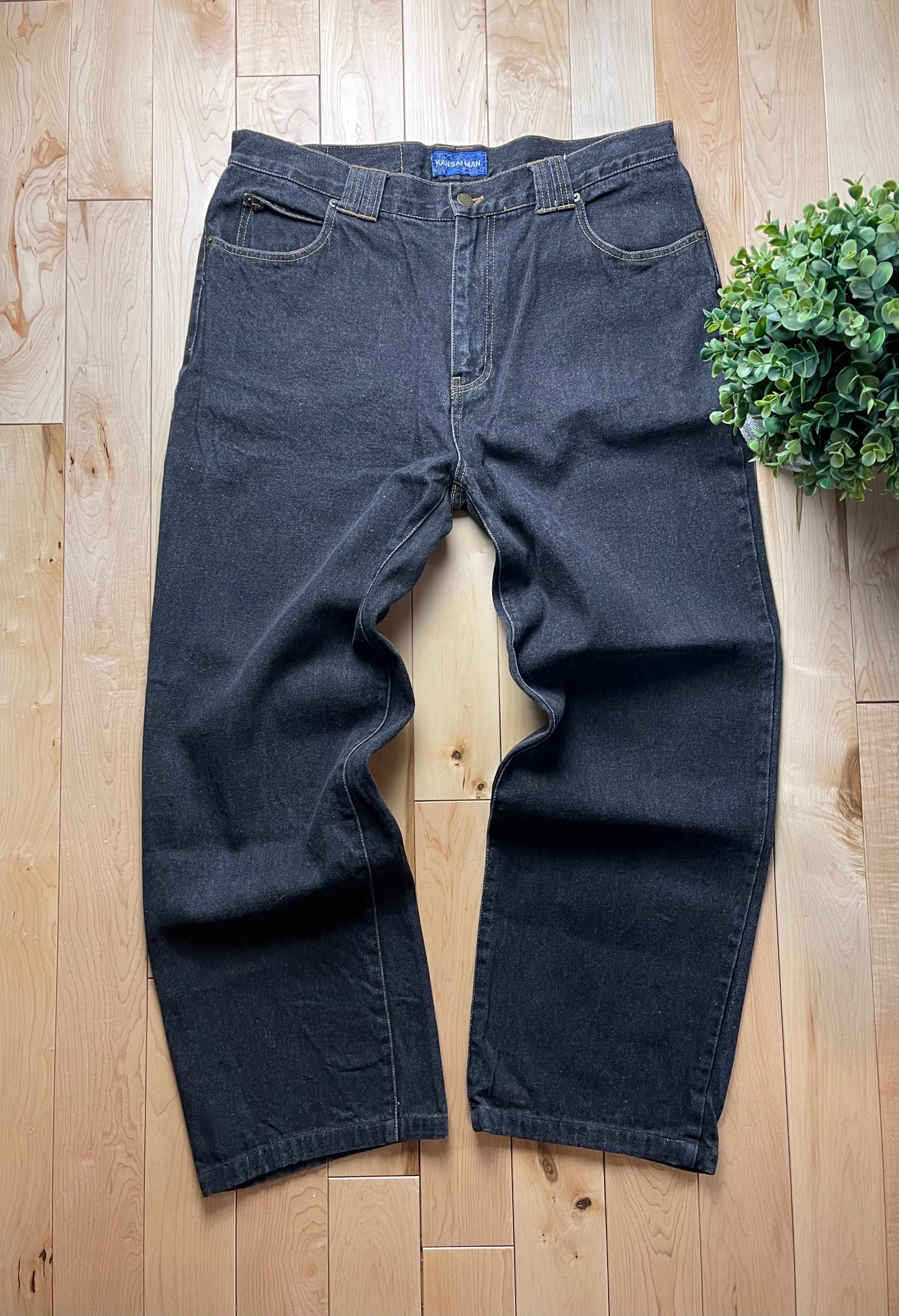 Vintage Kansai Yamamoto Wide Cut Washed Black Baggy Denim