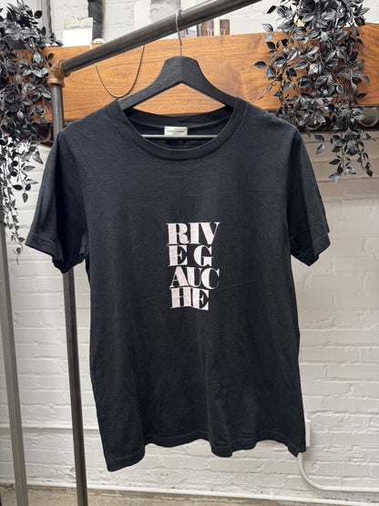 2018 Saint Laurent ‘Rive Gauche’ Black Graphic T-Shirt