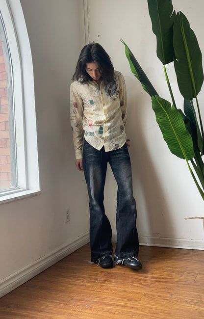 Alexander McQueen Letters to India Silk Button Down Shirt