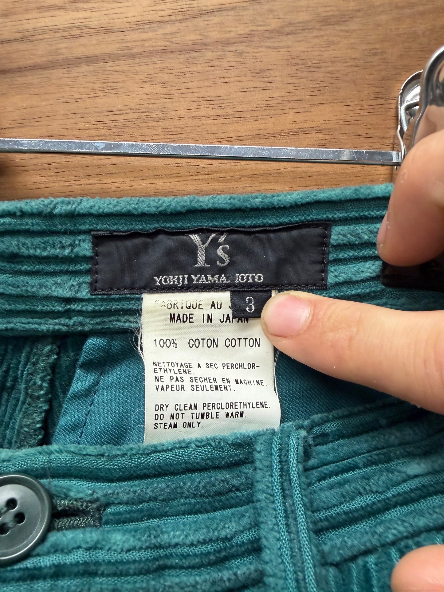 Vintage Yohji Yamamoto ‘Y’s’ Blue Corduroy Straight Cut Pants