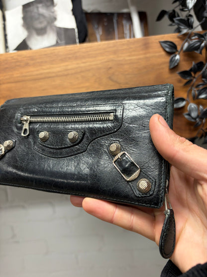 Balenciaga ‘City’ Black Calfskin Leather Long Wallet