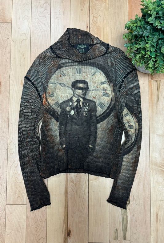 AW2003 Jean Paul Gaultier ‘Clock’ Ribbed Knit Sweater