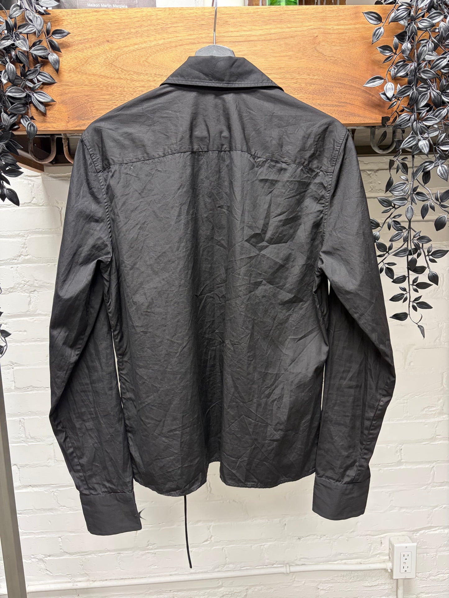 Gucci Buttonless Black Collared Cotton Dress Shirt