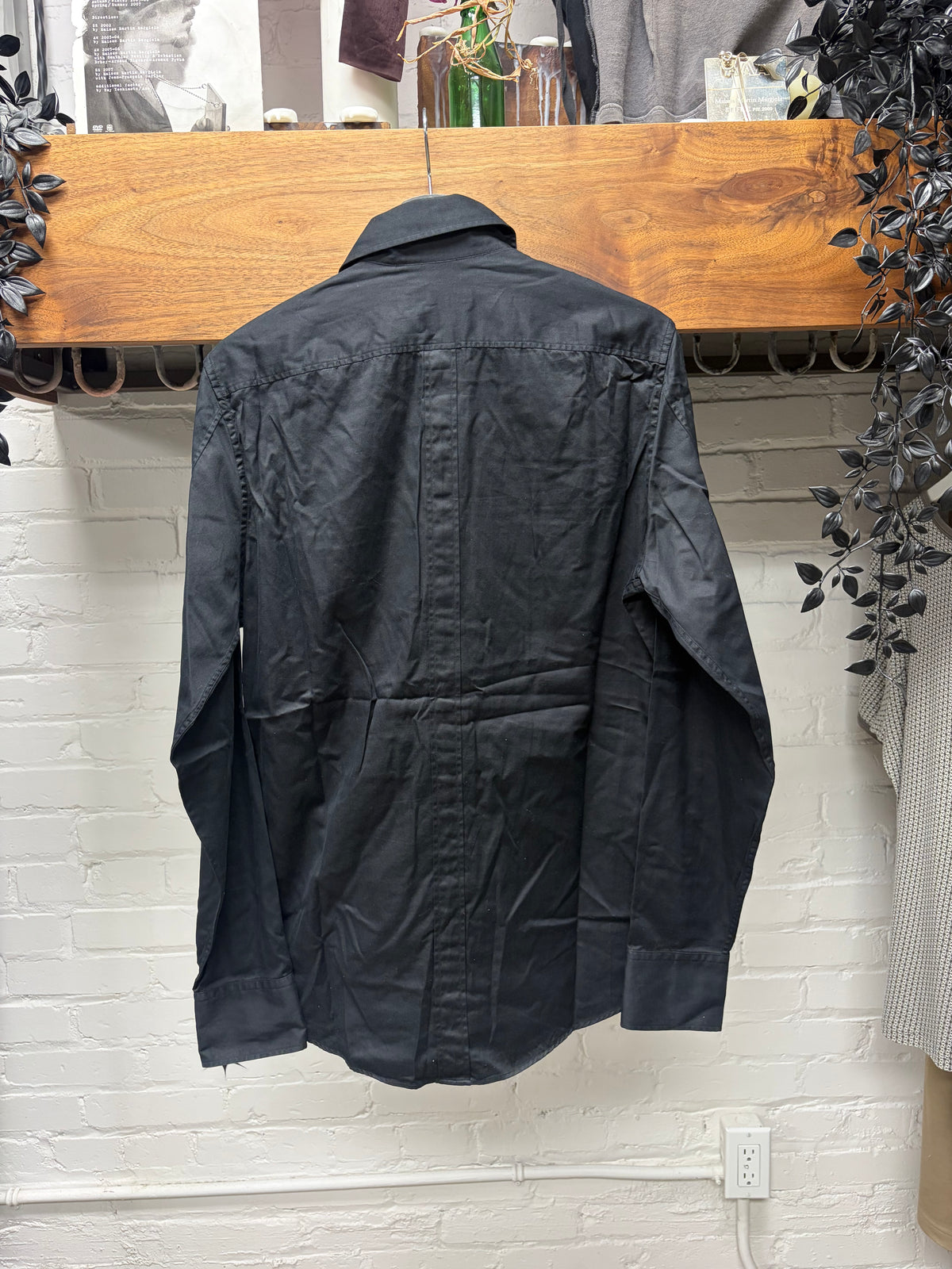 Gucci Military Inspired Black Button Snap Collared Shirt with Shoulder Epaulettes