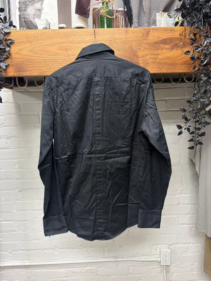 Gucci Military Inspired Black Button Snap Collared Shirt with Shoulder Epaulettes
