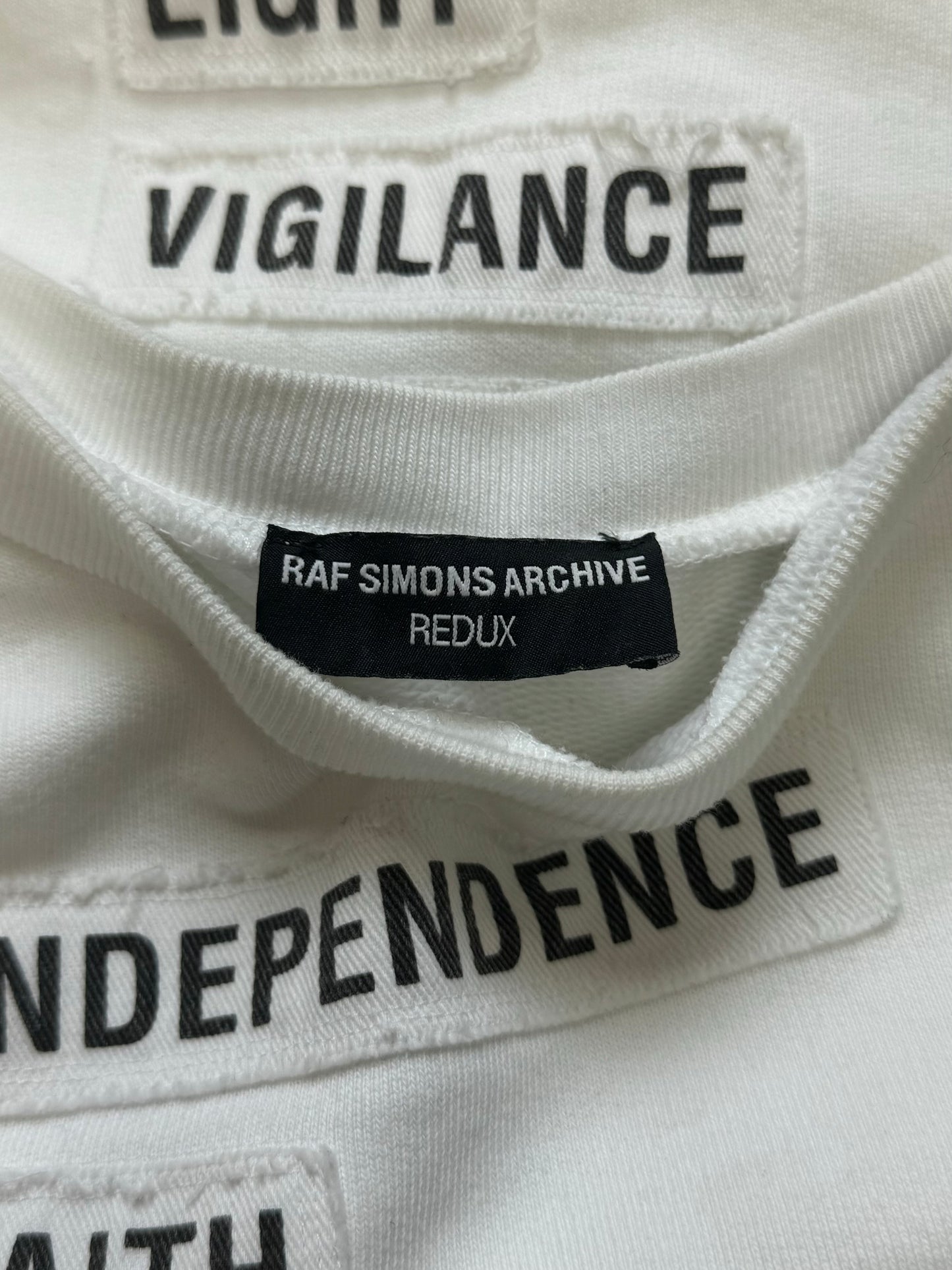 Raf Simons Redux SS2002 ‘Independence’ White Sweatshirt