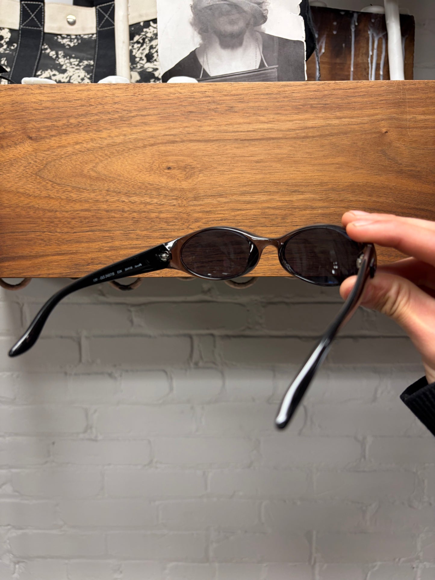 Vintage Gucci Black Oval Frame Shape Sunglasses