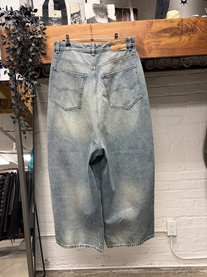 2024 Balenciaga Wide Leg Washed Blue Baggy ‘Skater Cut’ Denim