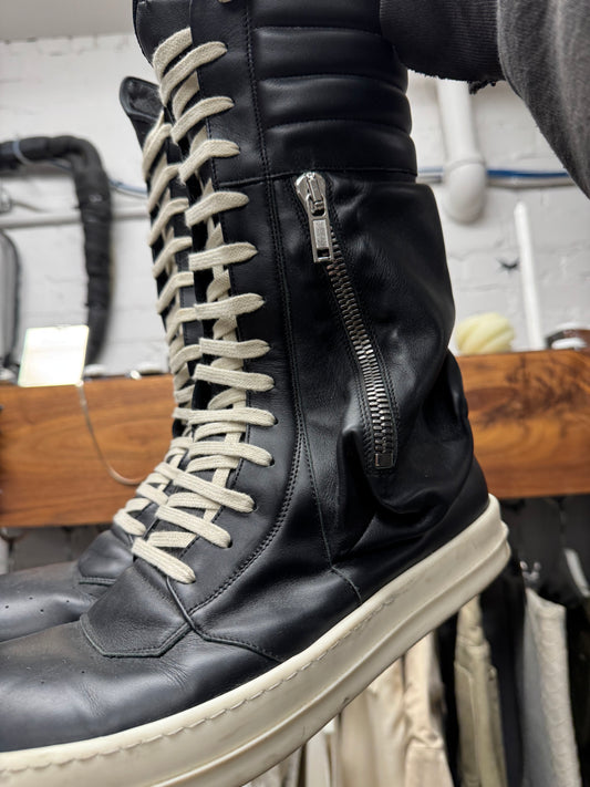 Rick Owens ‘Cargobasket’ Black/Milk Leather High Top Sneakers