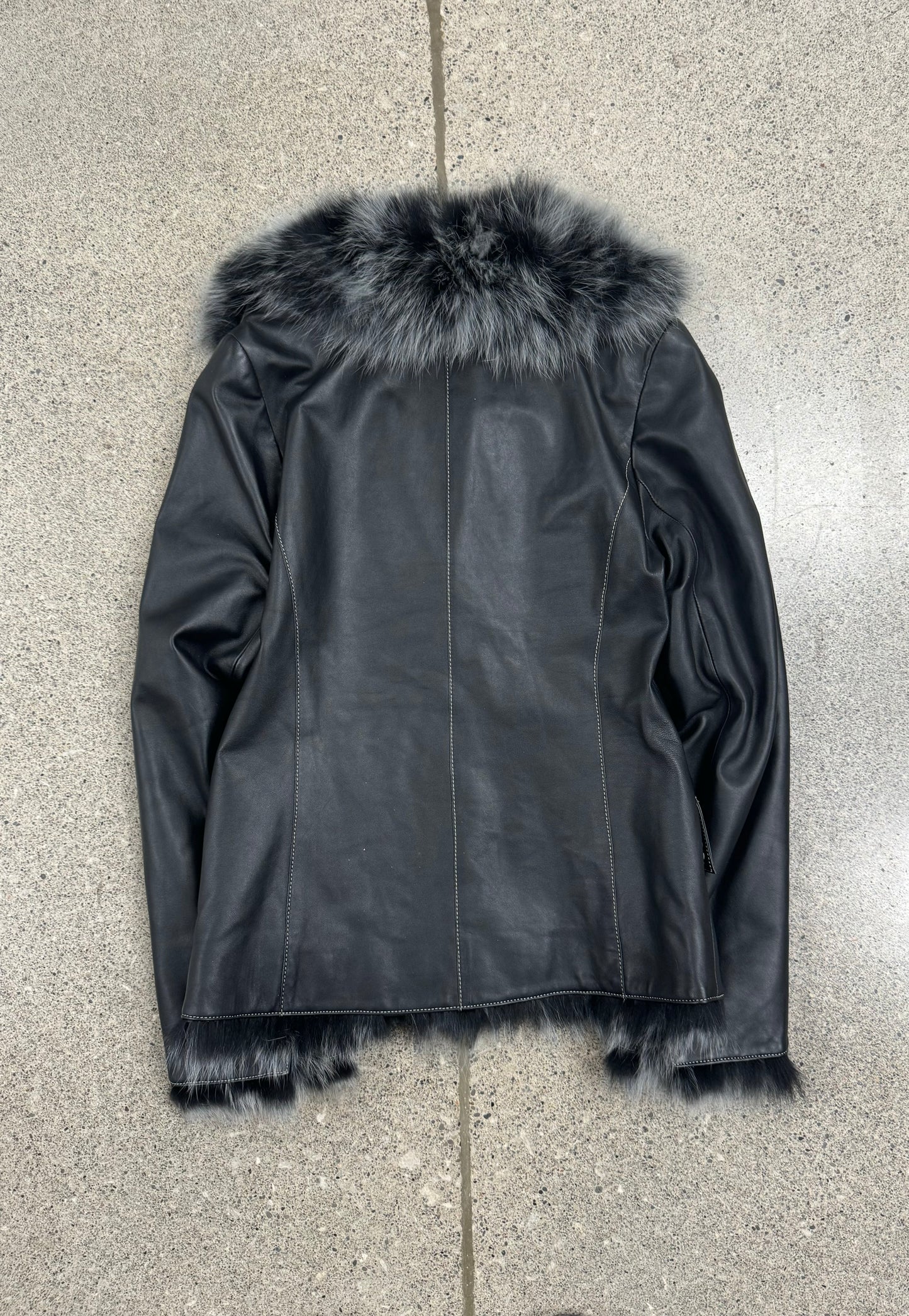 Balmain Genuine Fox Fur Lambskin Leather Jacket