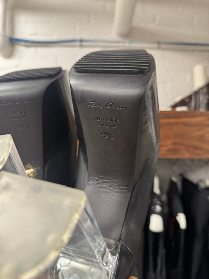 Rick Owens Black Leather/Clear Heel Kiss Boots