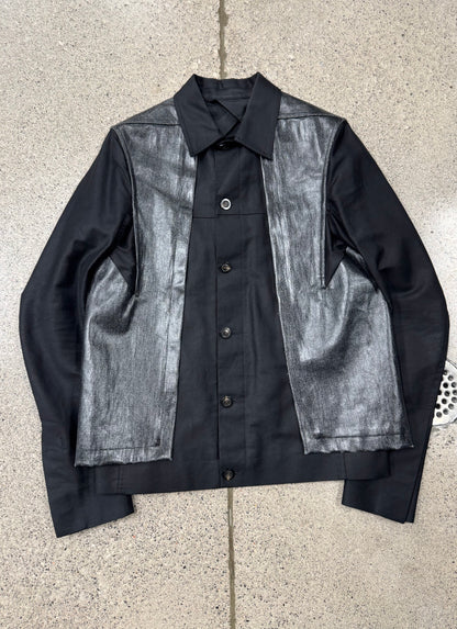 SS2019 Rick Owens ‘Babel’ Lacquered Black Waxed Cotton Work Jacket