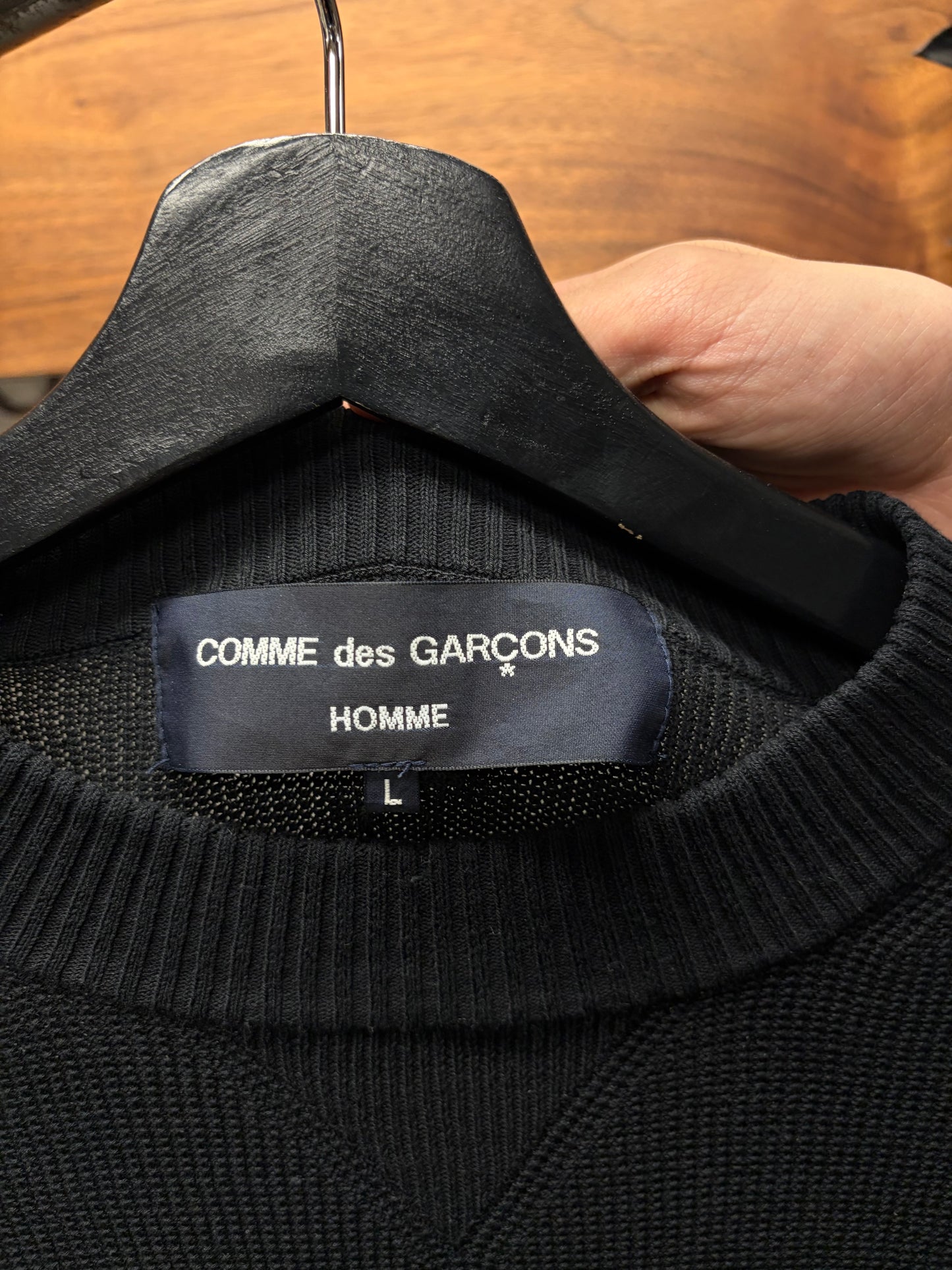 2023 Comme Des Garçons Homme Black ‘Patch Logo’ Knit Sweater