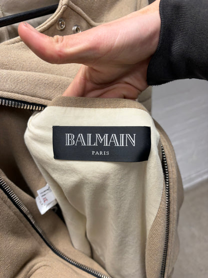 Balmain Tan Cotton Biker ‘Moto’ Jacket