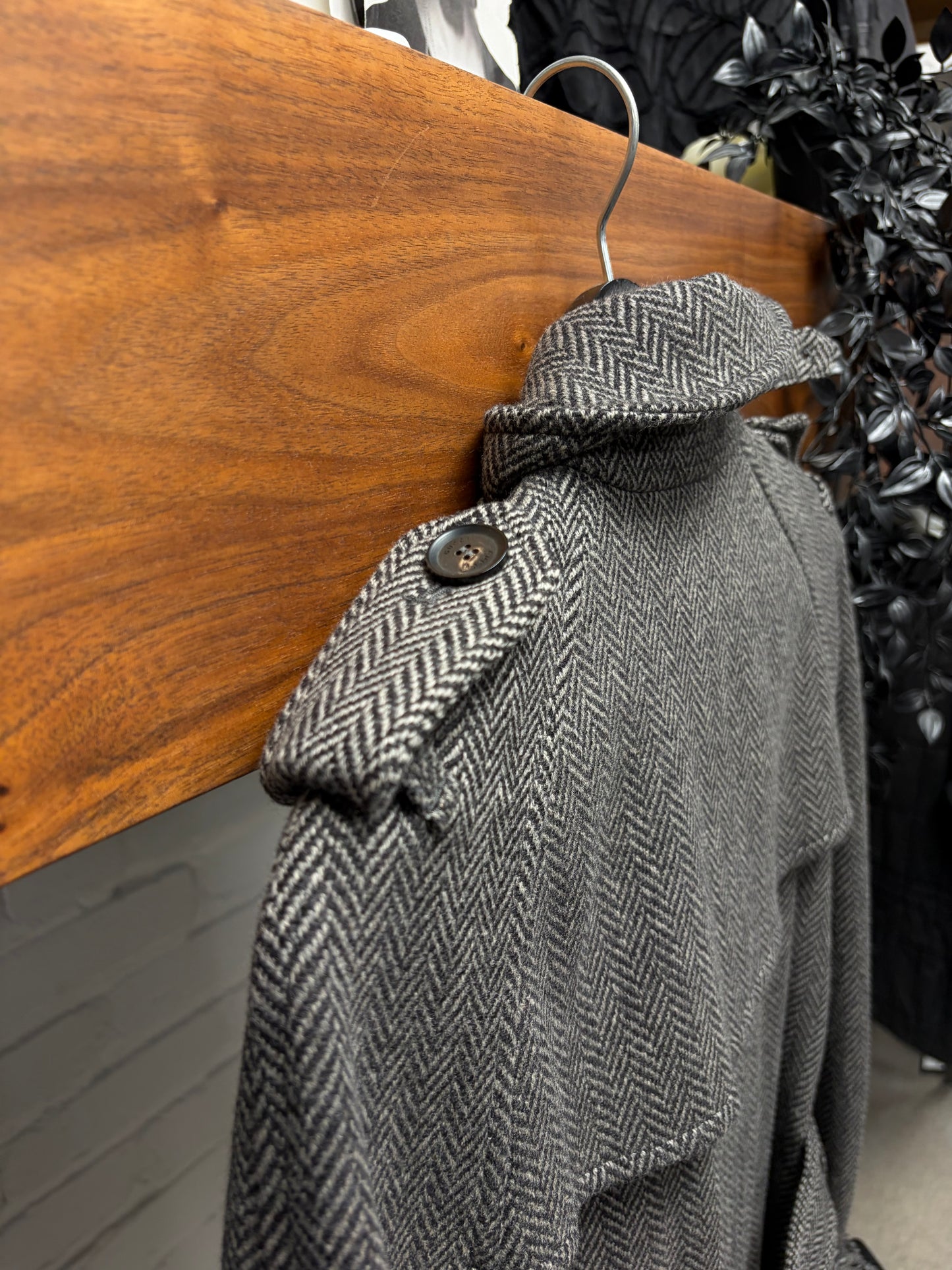 2010s Gucci ‘Herringbone’ High Neck Closure Wool Trench Coat