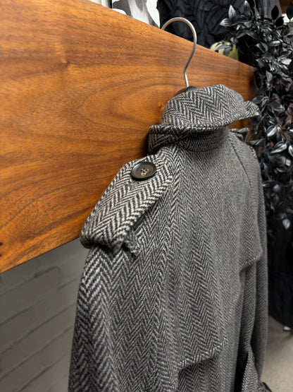 2010s Gucci ‘Herringbone’ High Neck Closure Wool Trench Coat