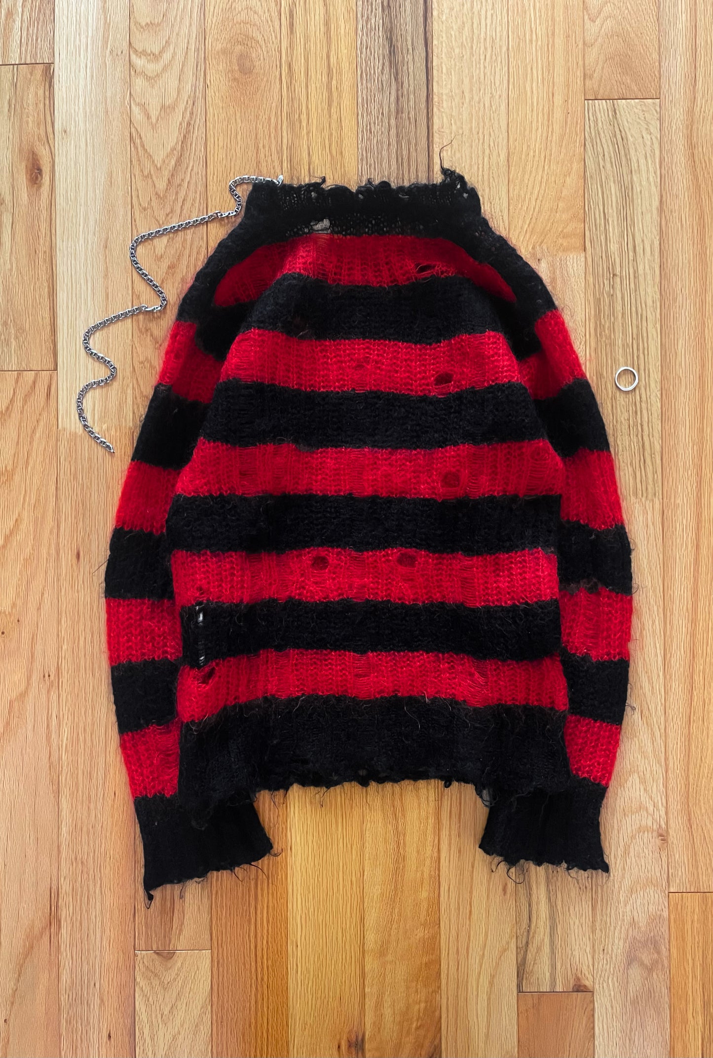 Autumn Winter 2014 Junya Watanabe Loose Gauge Striped Mohair Sweater