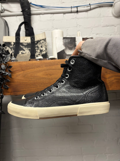 Balenciaga ‘Paris’ Black Leather High Top Sneakers