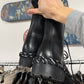 Balenciaga ‘Rope Lace’ Black Calfskin Leather Combat Boots