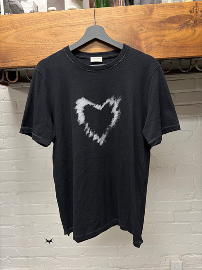 SS2022 Saint Laurent ‘Smoking Heart’ Black Single Stitch Graphic T-Shirt