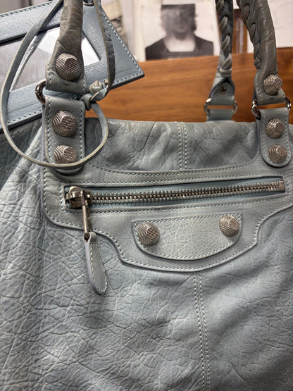 Balenciaga Soft Blue ‘City Bag’ with Silver Hardware