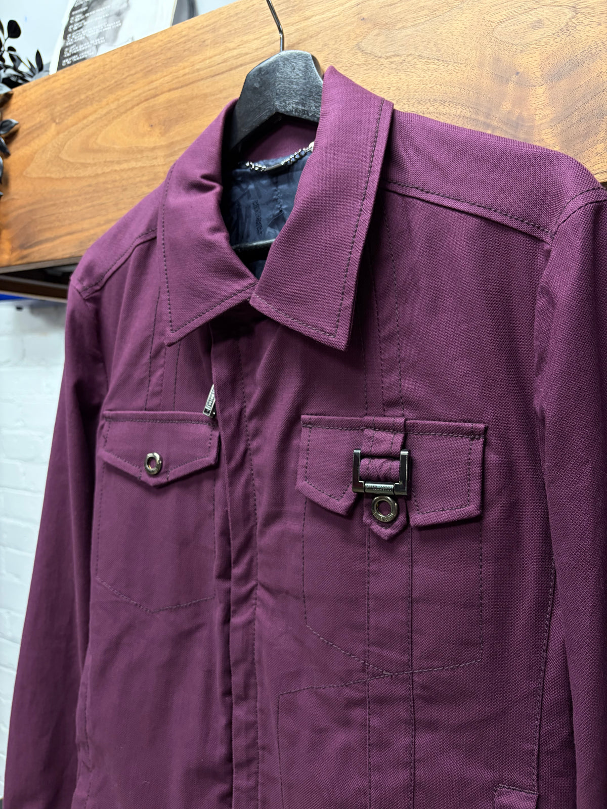 Dirk Bikkembergs Purple Utilitarian Denim Trucker Jacket