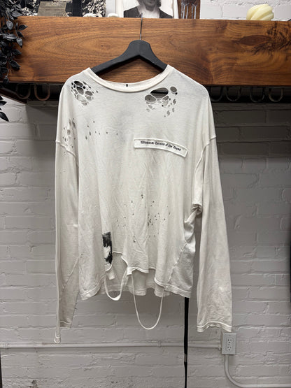 Ann Demeulemeester ‘Emil’ Bondage Long Sleeve with Patch Distressing