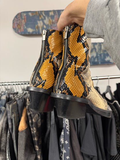Alyx Studios ‘Leone’ Leather Snake Print Cuban Heel Boots