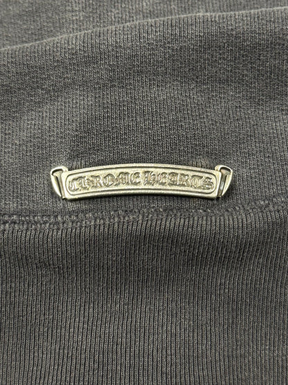 Chrome Hearts ‘Paper Jam’ Leather Cross Patch Sun-Faded Zip Up Hoodie