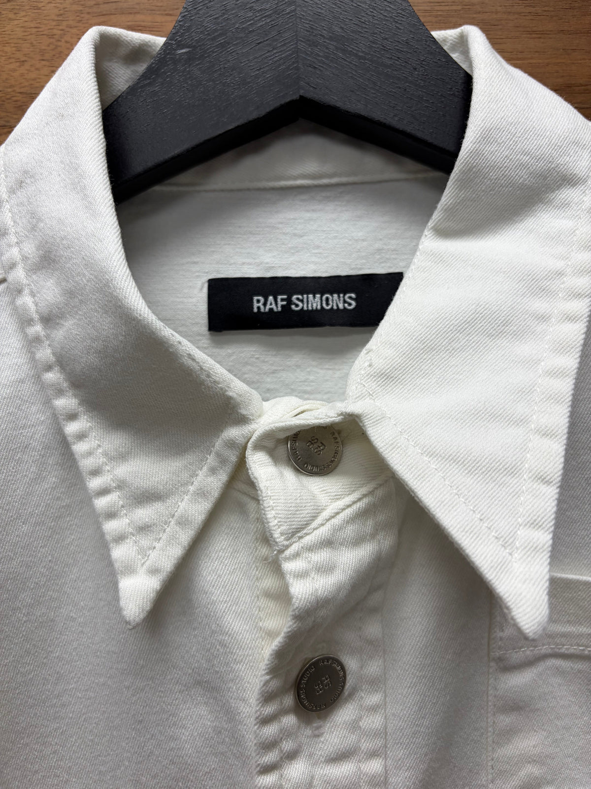 AW2015 Raf Simons x Brian Calvin ‘Guitar Boy’ White Denim Button Up Shirt