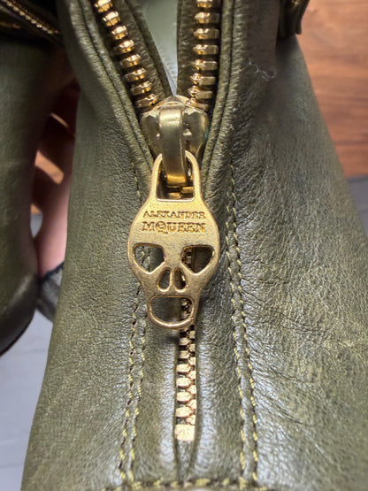 2012 Alexander McQueen ‘Faithful’ Green/Gold Leather ‘Biker Jacket’ Heels