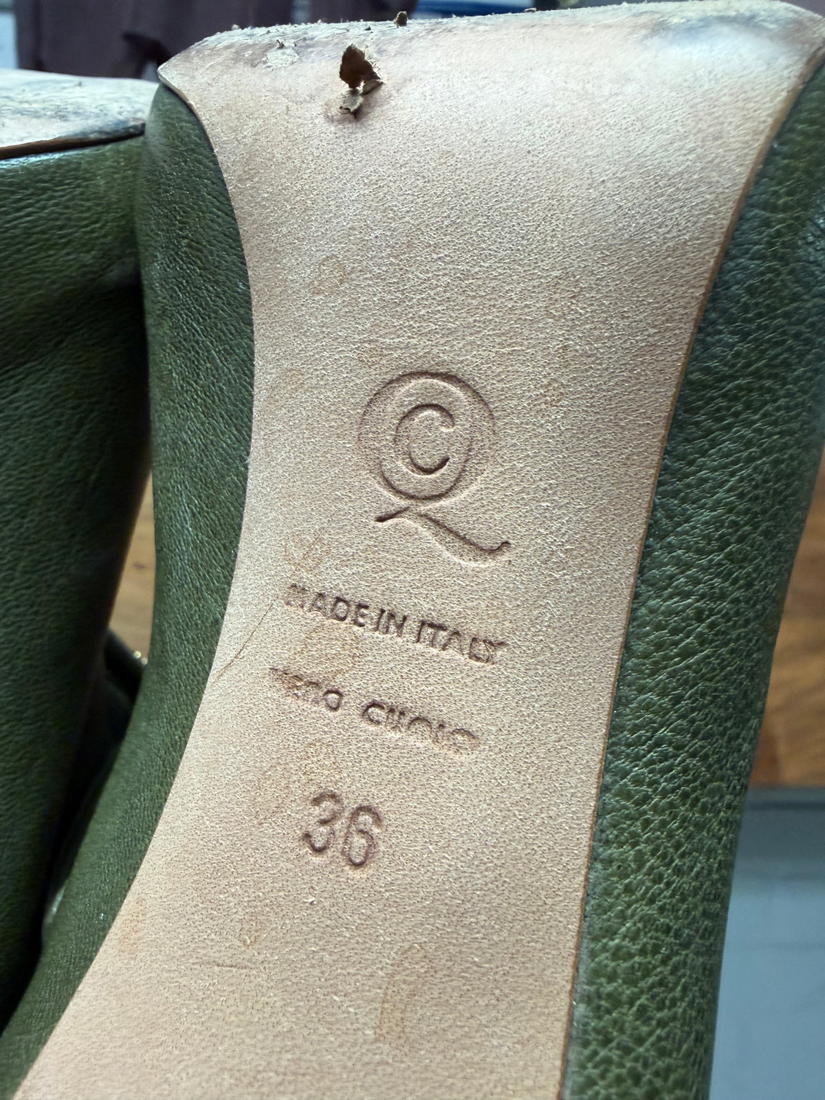 2012 Alexander McQueen ‘Faithful’ Green/Gold Leather ‘Biker Jacket’ Heels