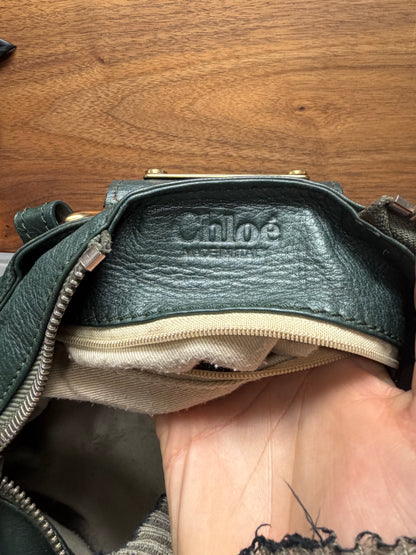 Chloe Dark Green Leather ‘Paddington’ Bag with Gold Hardware