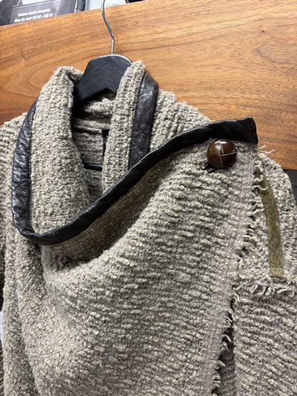 Isabel Marant Lamb/Swine Leather Shawl with Wood Button Closure