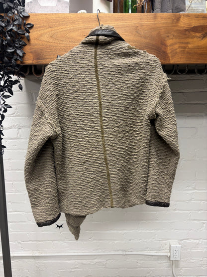 Isabel Marant Lamb/Swine Leather Shawl with Wood Button Closure