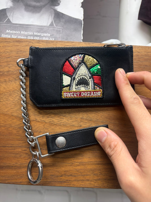 Saint Laurent ‘Sweet Dreams’ Black Leather Wallet with Chain and Leather Strap